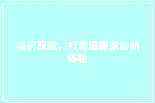 租房改造，打造温馨家居新体验