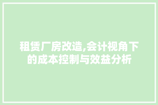 租赁厂房改造,会计视角下的成本控制与效益分析