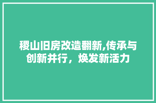 稷山旧房改造翻新,传承与创新并行，焕发新活力