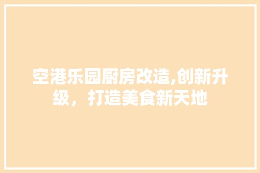 空港乐园厨房改造,创新升级，打造美食新天地