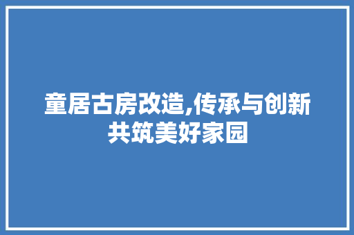 童居古房改造,传承与创新共筑美好家园 装修材料