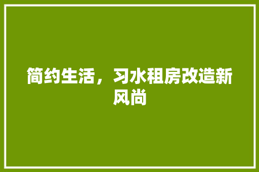 简约生活，习水租房改造新风尚