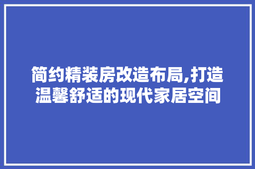 简约精装房改造布局,打造温馨舒适的现代家居空间