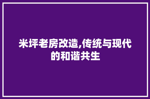 米坪老房改造,传统与现代的和谐共生 装修攻略 米坪老房改造,传统与现代的和谐共生 装修攻略
