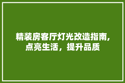 精装房客厅灯光改造指南,点亮生活，提升品质 建筑设计