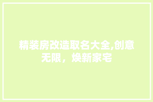 精装房改造取名大全,创意无限，焕新家宅