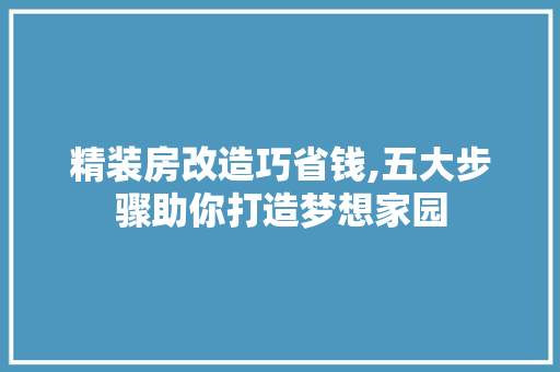 精装房改造巧省钱,五大步骤助你打造梦想家园