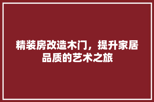 精装房改造木门，提升家居品质的艺术之旅 隔断设计