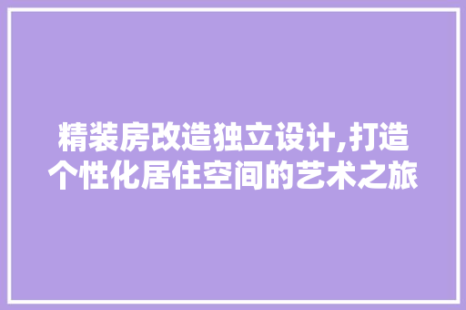 精装房改造独立设计,打造个性化居住空间的艺术之旅 景观设计