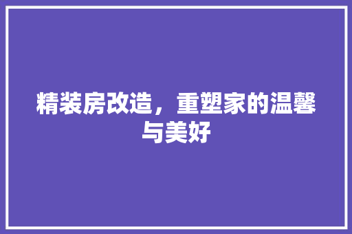 精装房改造，重塑家的温馨与美好