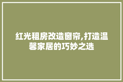 红光租房改造窗帘,打造温馨家居的巧妙之选 门窗装修