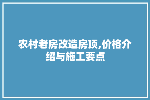农村老房改造房顶,价格介绍与施工要点