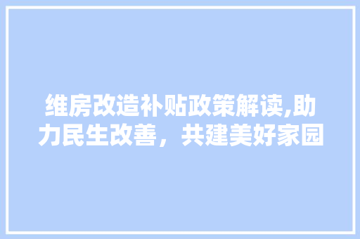 维房改造补贴政策解读,助力民生改善，共建美好家园 隔断设计