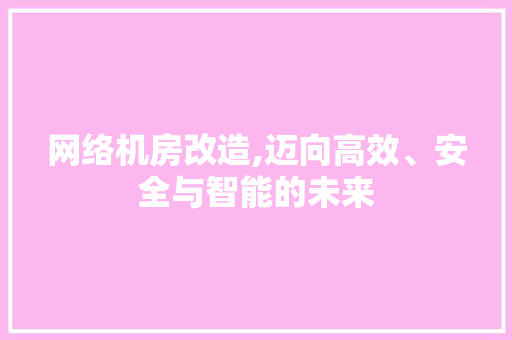 网络机房改造,迈向高效、安全与智能的未来