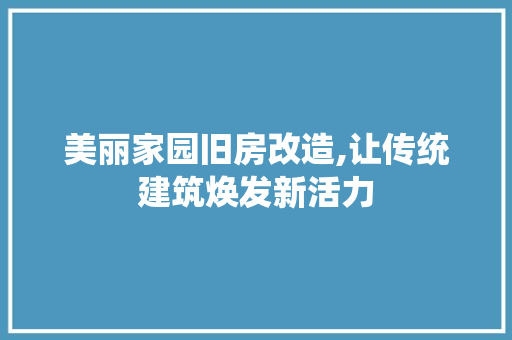 美丽家园旧房改造,让传统建筑焕发新活力 墙面装饰