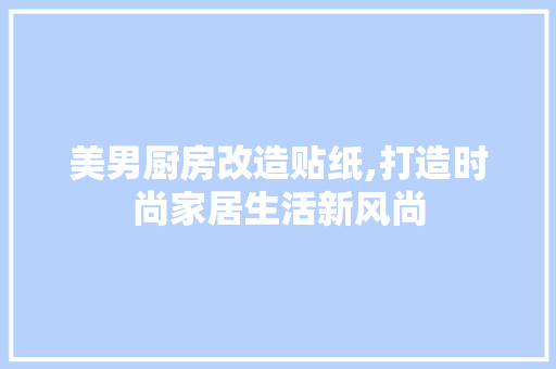 美男厨房改造贴纸,打造时尚家居生活新风尚