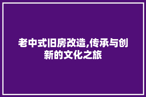 老中式旧房改造,传承与创新的文化之旅