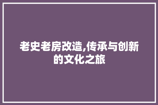 老史老房改造,传承与创新的文化之旅 庭院装修 老史老房改造,传承与创新的文化之旅 庭院装修
