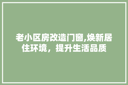 老小区房改造门窗,焕新居住环境，提升生活品质 装修材料