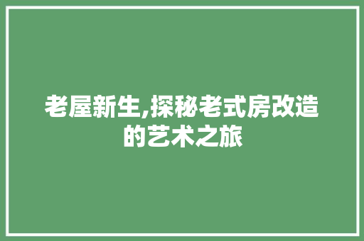 老屋新生,探秘老式房改造的艺术之旅 装修攻略