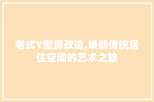 老式Y型房改造,焕新传统居住空间的艺术之旅