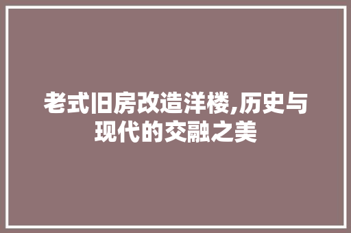老式旧房改造洋楼,历史与现代的交融之美 地面装修