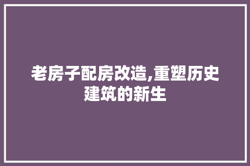 老房子配房改造,重塑历史建筑的新生
