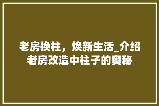 老房换柱，焕新生活_介绍老房改造中柱子的奥秘 装修攻略