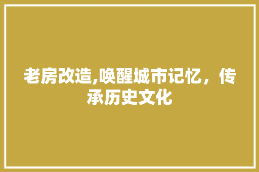 老房改造,唤醒城市记忆，传承历史文化