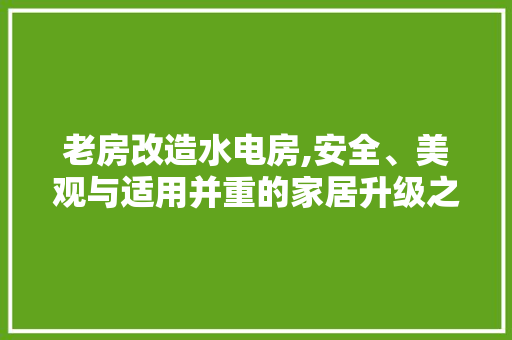老房改造水电房,安全、美观与适用并重的家居升级之路
