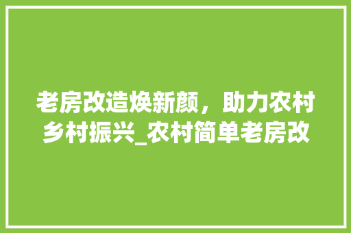 老房改造焕新颜，助力农村乡村振兴_农村简单老房改造方法探索