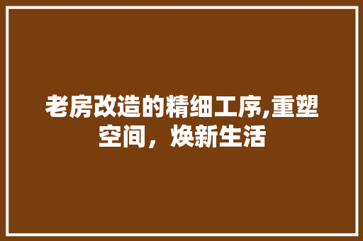 老房改造的精细工序,重塑空间，焕新生活