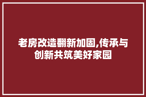 老房改造翻新加固,传承与创新共筑美好家园