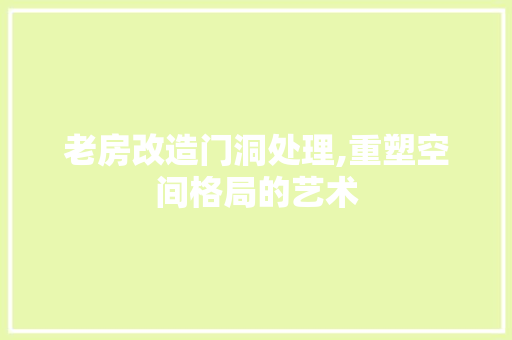 老房改造门洞处理,重塑空间格局的艺术