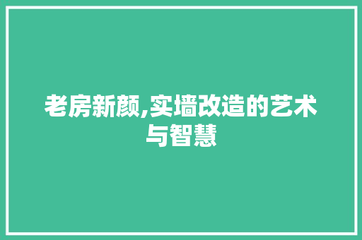 老房新颜,实墙改造的艺术与智慧