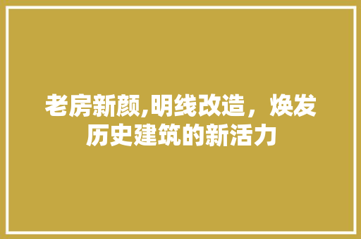 老房新颜,明线改造，焕发历史建筑的新活力