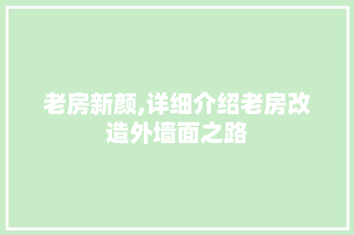 老房新颜,详细介绍老房改造外墙面之路 墙面装饰 老房新颜,详细介绍老房改造外墙面之路 墙面装饰