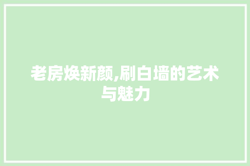 老房焕新颜,刷白墙的艺术与魅力