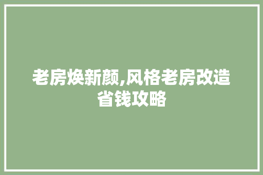 老房焕新颜,风格老房改造省钱攻略