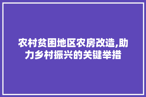 农村贫困地区农房改造,助力乡村振兴的关键举措