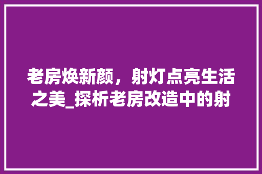 老房焕新颜，射灯点亮生活之美_探析老房改造中的射灯应用