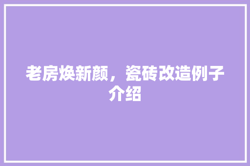 老房焕新颜，瓷砖改造例子介绍 建筑设计