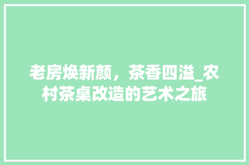 老房焕新颜，茶香四溢_农村茶桌改造的艺术之旅 地面装修