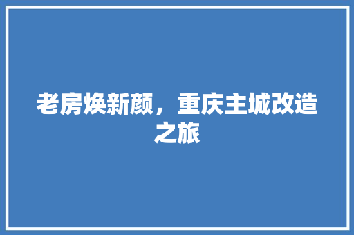 老房焕新颜，重庆主城改造之旅