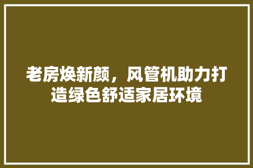 老房焕新颜，风管机助力打造绿色舒适家居环境