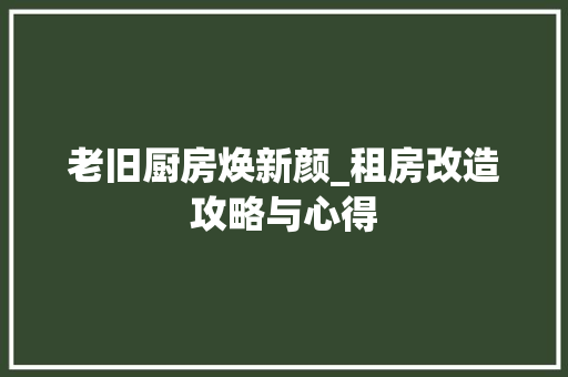 老旧厨房焕新颜_租房改造攻略与心得 墙面装饰