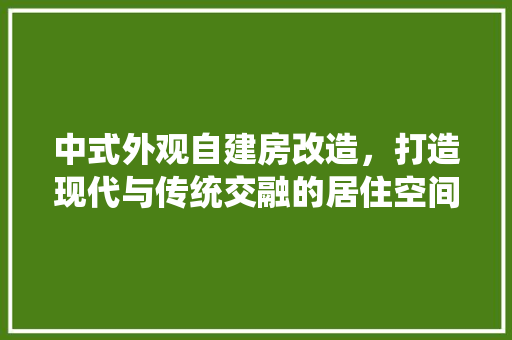中式外观自建房改造，打造现代与传统交融的居住空间