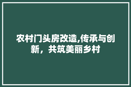 农村门头房改造,传承与创新，共筑美丽乡村