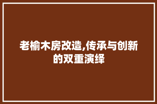 老榆木房改造,传承与创新的双重演绎
