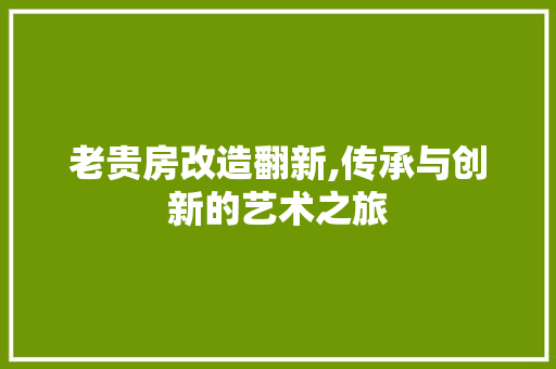 老贵房改造翻新,传承与创新的艺术之旅